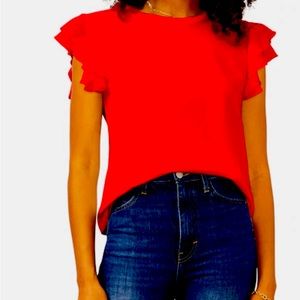 Tiered Ruffle Sleeve Cotton Blend Top
Vince Camuto